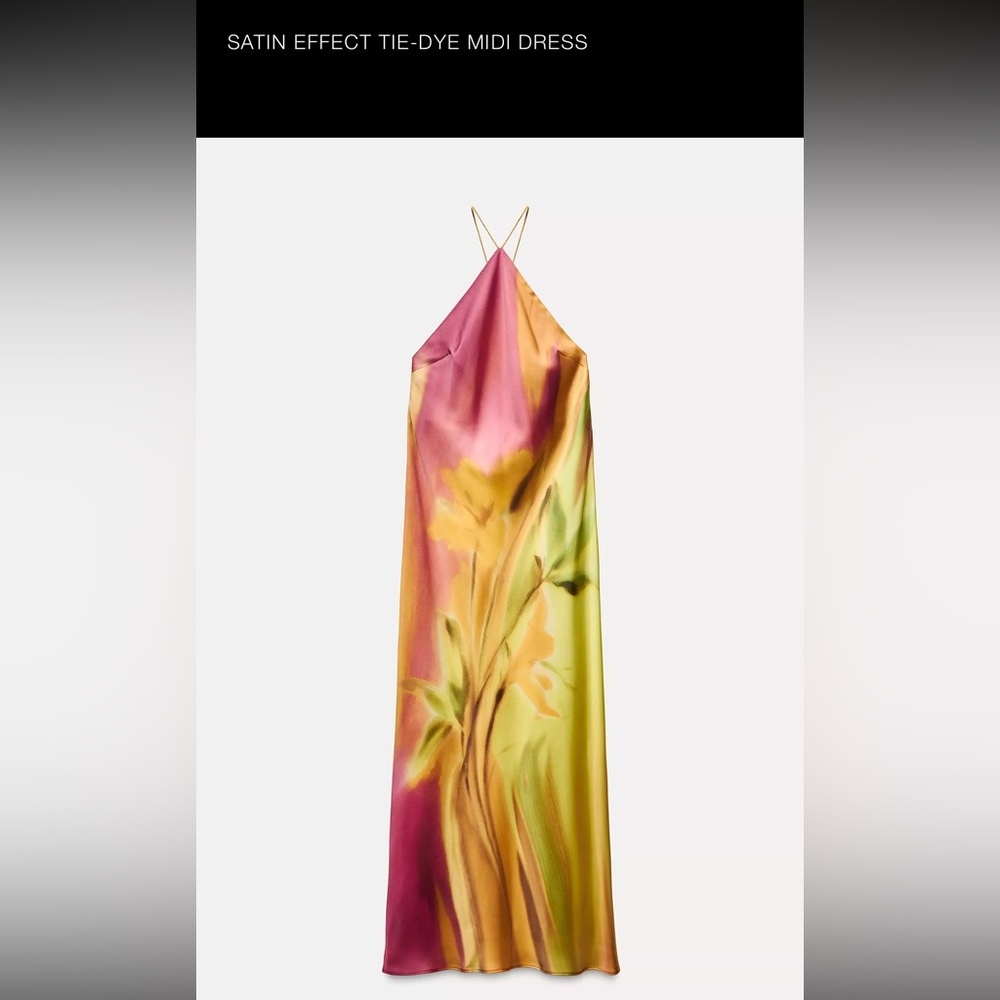 Zara Elegant Multicolor Satin Midi Dress Size XS